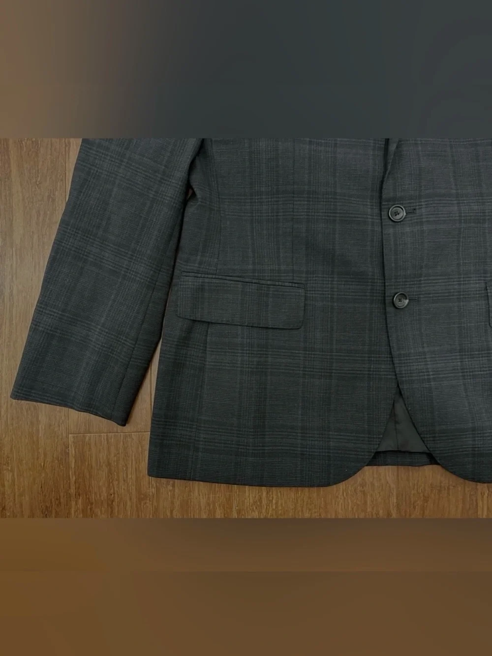 J Crew Blazer Men's Plaid Two-Button Sport Coat in Charcoal 40 S Short